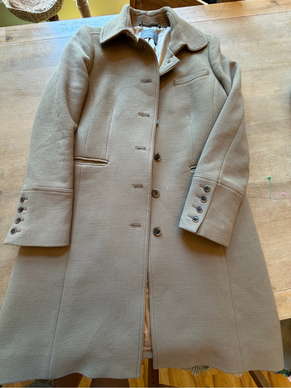 J. Crew Camel Single-Breasted Wool Trench Coat